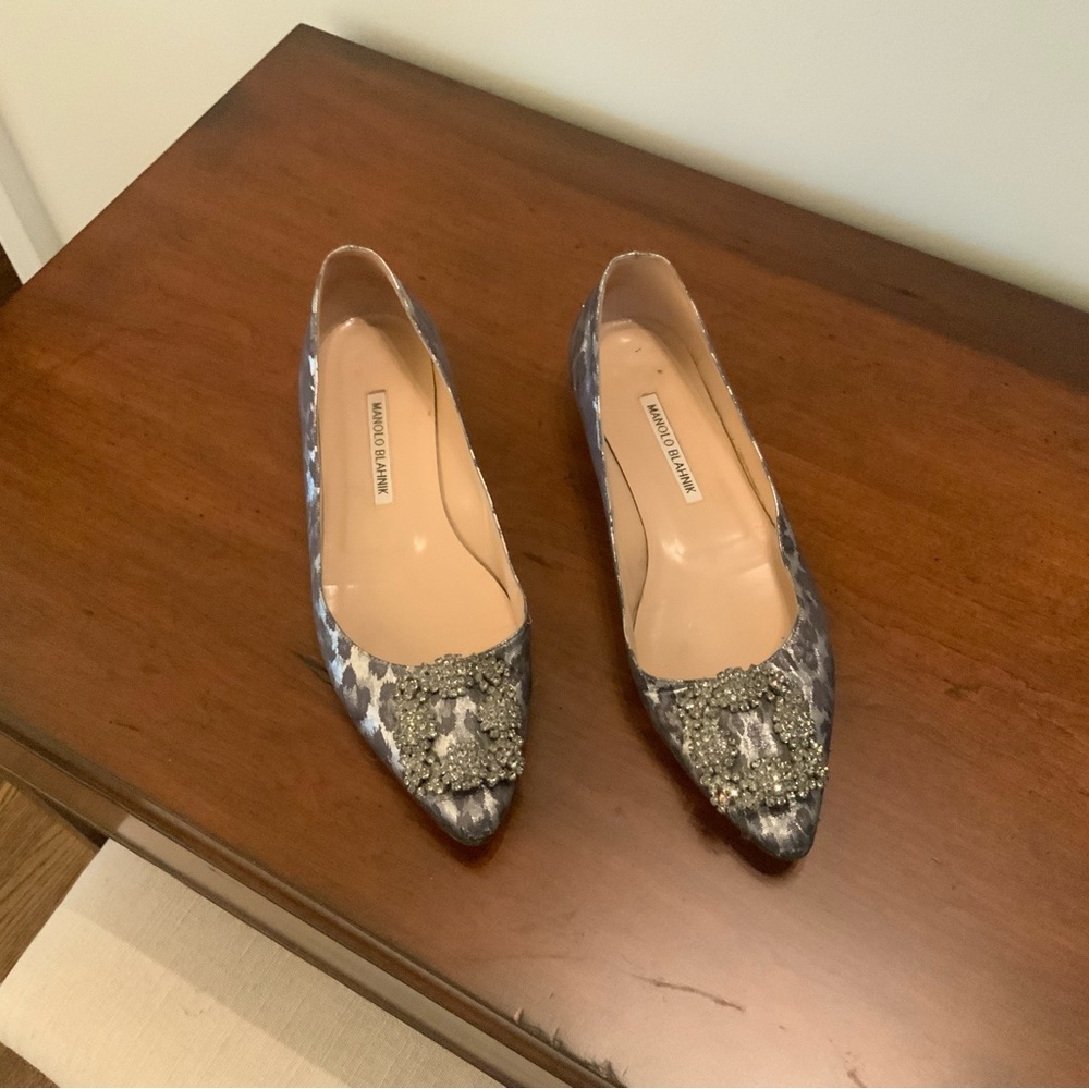 Manolo Blahnik Gray Embellished Heels